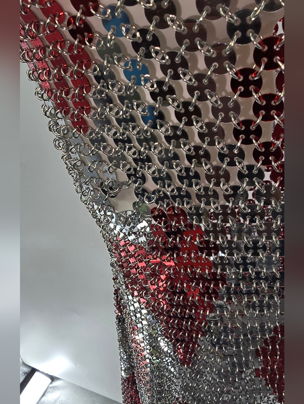 PACO RABANNE HEART Runway Sequin Midi Dress in Red and Silver - Picture 11 of 15